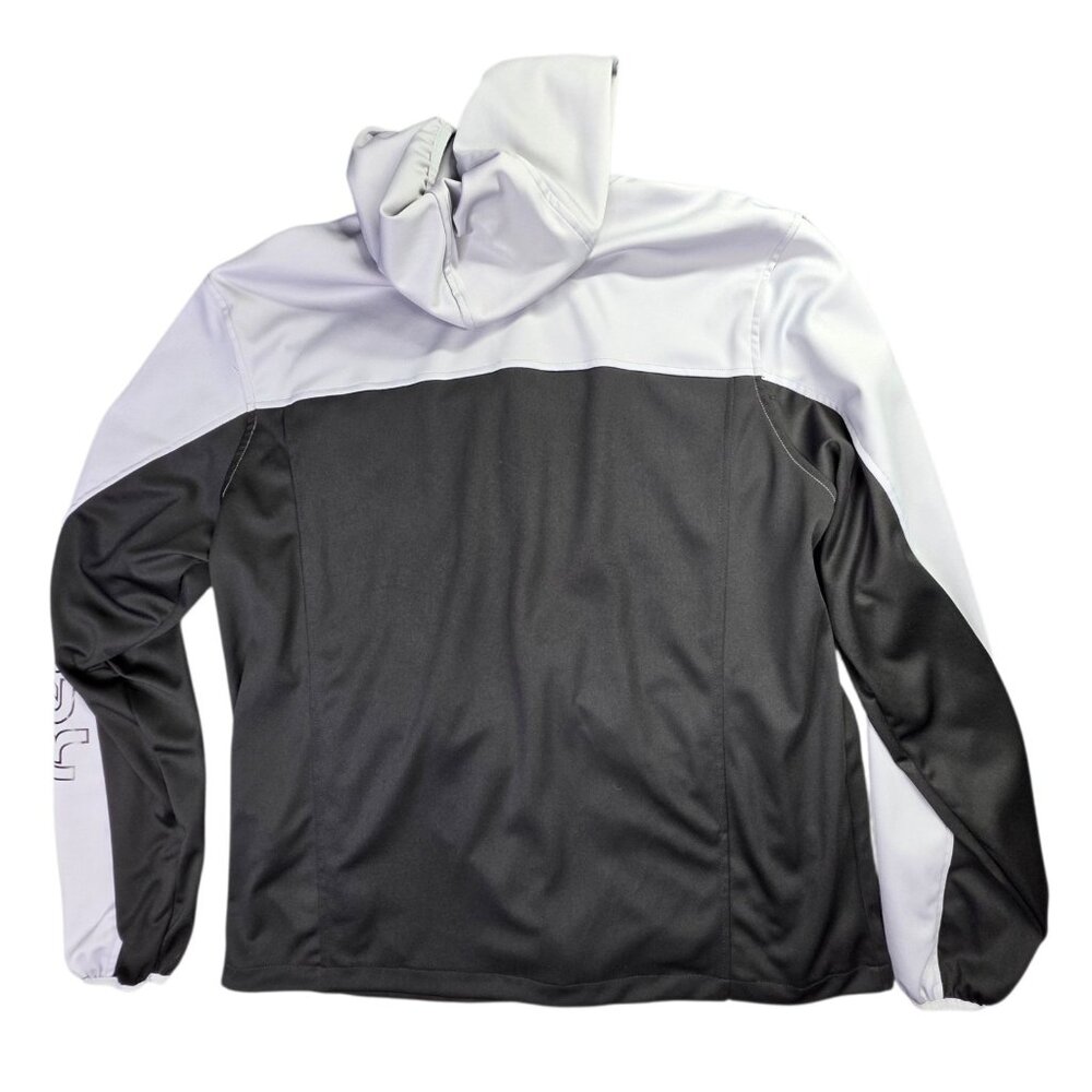 Reebok Track Jacket Mens L Black Gray Colorblock Spellout Hooded Zip Athleisure - Picture 8 of 13